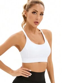 Biustonosz sportowy na co dzień z wbudowanym wypełnieniem, na letnie treningi, damski, z ramiączkami spaghetti, minimalistyczny i stylowy do noszenia na co dzień