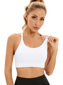 Biustonosz sportowy na co dzień z wbudowanym wypełnieniem, na letnie treningi, damski, z ramiączkami spaghetti, minimalistyczny i stylowy do noszenia na co dzień