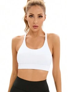 Biustonosz sportowy na co dzień z wbudowanym wypełnieniem, na letnie treningi, damski, z ramiączkami spaghetti, minimalistyczny i stylowy do noszenia na co dzień