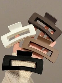 4 件套简约方形发夹，日常发型利器，发爪，吸睛发髻固定器，时尚发饰，适合冬季、感恩节、情人节、新年等场合。发夹，发卡，发抓，发爪夹，发饰，配饰，校园用品，秋季大学校园风发夹，适合度假装扮，女士夏季海滩风情。 - 彩色 - 查看 9