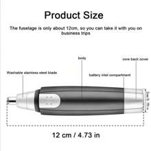 AXH Men's Nose & Ear Hair Trimmer, Stainless Steel Manual Waterproof Portable Nose Hair Shaver - Black - View 6