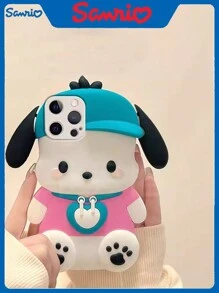 Sanrio Brand Solid Color Bow KT Cat Anti Fall Soft Phone Case Compatible With Iphone X/XS/XR, IPhone7/8, IPhone11, IPhone11PRO, IPhone11PROMAX, IPhone12, IPhone12PRO, IPhone12PROMAX, IPhone13, IPhone13PRO, IPhone13PROMAX, IPhone14, IPhone14PRO, IPhone14PLUS, IPhone14PROMAX, IPhone15, IPhone15PRO, IPhone15PLUS, IPhone15PROMAX, IPhone16, IPhone16PLUS, IPhone16PRO, IPhone16PROMAX, With Phone Holder