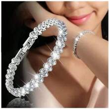 Bride Bracelet Debutante Godmother Party Silver Rhinestone Pul-33 - Silver - View 1