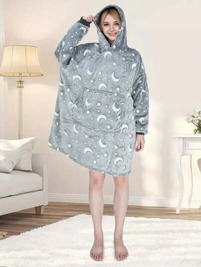 Sudadera Cobija Hoodie Adultos Con Capucha Afelpada Calientita Suavecita Con Diseños Fluorescentes Unitallas