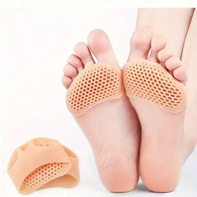 4pcs Soft Silicone Forefoot Pads For Women - Honeycomb Design, Anti-Slip Lining Thick Foot Protection For High Heels
