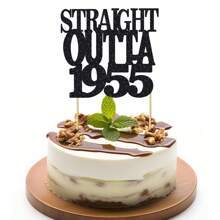 1Pc Straight Outta 1985/1935/1945/1955/1965/1975 Cake Topper For 40th/90th/80th/70th/60th/50th Men And Women Birthday Party Funny 40/90/80/70/60/50 And Fabulous Decoration
