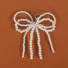 1/2 Elegant And Pearl Bow Tassel Jewelry DIY Fashion Accessory Shoe Decoration, Suitable For Sports Shoes, Boots, Handbags, And Mobile Phone Pendants