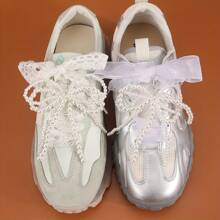 1/2 Elegant And Pearl Bow Tassel Jewelry DIY Fashion Accessory Shoe Decoration, Suitable For Sports Shoes, Boots, Handbags, And Mobile Phone Pendants