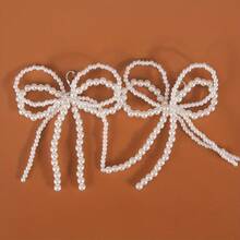 1/2 Elegant And Pearl Bow Tassel Jewelry DIY Fashion Accessory Shoe Decoration, Suitable For Sports Shoes, Boots, Handbags, And Mobile Phone Pendants