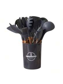 Juego De Utensilios Libre de BPA Grado Alimentario Para Cocina De Silicon 12pz - Gris - Ver 4