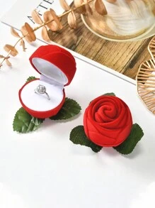 2pcs Red Rose Ring Box, Valentine's Day Holiday Gift, Personalized Creative Ring Box, Easter Gift Wreath - Multicolor - View 12