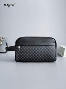 saroxi Men's Clutch Bag Casual Outdoor Travel Wrist Pouch Small Bag, Portable & High-End, Suitable For Office, Simple & Fashionable Gift Recommendation Men Bag Gifts For Men Christmas Vacation Winter Christmas Gifts Travel Essentials Dad Gifts Boyfriend Gifts Valentine's Day Wallet Purses Black Bag Holiday Essentials Bag For Men Stickers Bags Summer Back To School Valentines Gifts Valentine Gifts For Men The Sporty Life Men Wallet Bag Pack Handbags - Black - View 1