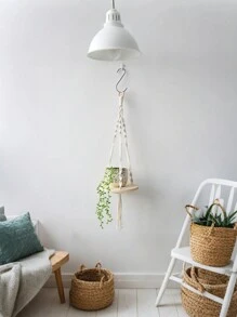 1PC Handmade Nordic Woven Wall Hanging - Round Macrame Plant Stand, Balcony Decorative Stand, Living Room, Bedroom, Bohemian Style Storage Rack, Wall Decor, Hanging Basket Organizer, Indoor/Outdoor Decor Room Decors Garden Decor Wedding Decor Home Decors