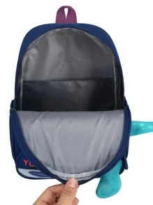 Kid Backpack With Cartoon Animal Print, Expandable Design, Lightweight Nylon, Unicorn, Dinosaur - Blue-Dinosaur - 查看 2