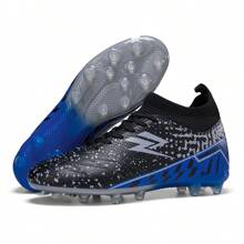Męskie buty piłkarskie z antypoślizgowymi kolcami, niskie, sznurowane, halowe, futsalowe, AG, korki, buty sportowe, buty piłkarskie dla mężczyzn i kobiet - Czarne - Zobacz 1