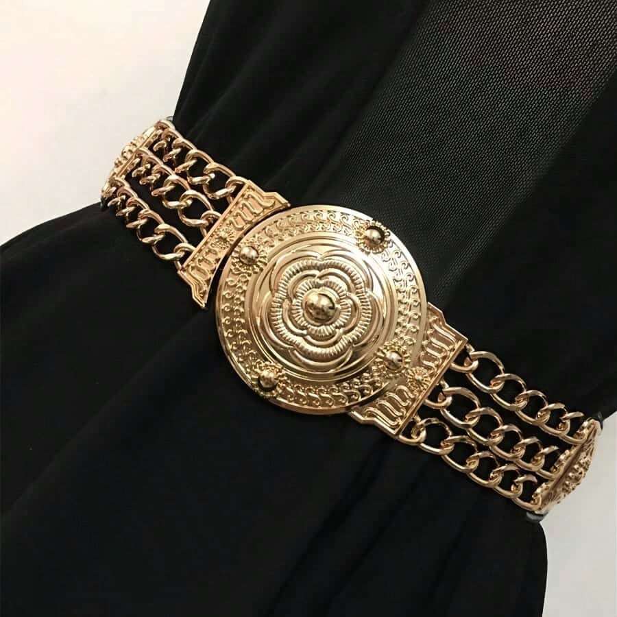 1pc Fashion Metal Chain Elastic Waist Belt For Women, Versatile