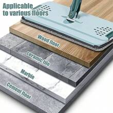 Flat Squeeze Mop With Bucket Hand Free Wringing Floor Cleaning Mop Microfiber Mop Pads Wet Or Dry Usage On Hardwood Laminate - 黑色 - 查看 6