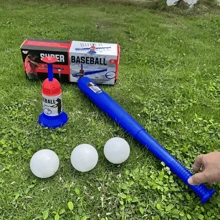 1 Set Children Baseball Kit, Includes 1 Adjustable Bat + 1 Ball Launcher + 3 Balls, Indoor/Outdoor Family Travel Game, Ideal For Thanksgiving/Christmas Gift, Blue (1 Set)