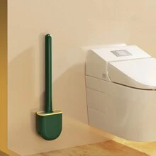 1pc Silicone Toilet Brush, Small Compact Cleaning Brush For Home, Detachable Long Handle, Breathable, Flat Head, Soft Silicone Bristles, Quick Drying, TPR - Multicolor - View 18