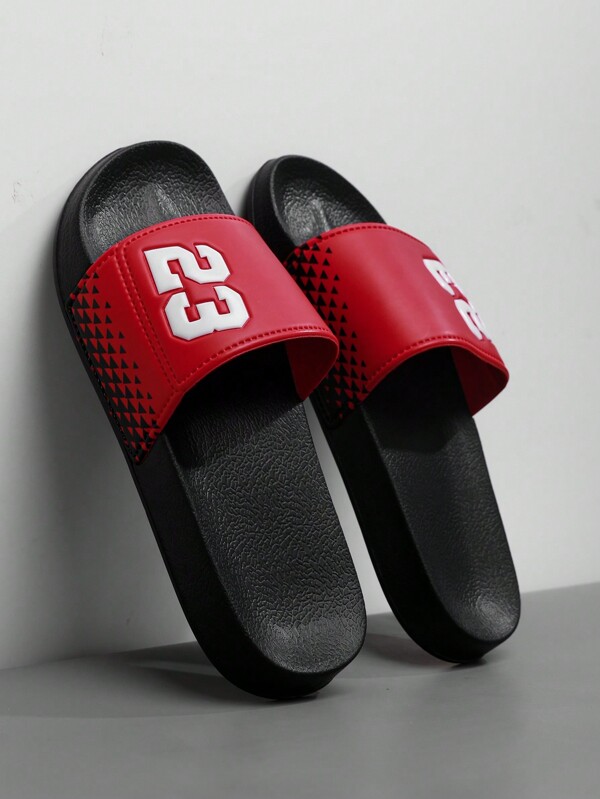 Men's Lightweight Thick Bottom Breathable Red Open-Toe Slip-Resistant Slippers