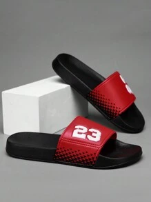 男士轻便厚底透气红色露趾防滑拖鞋 - 紅色 - 查看 3