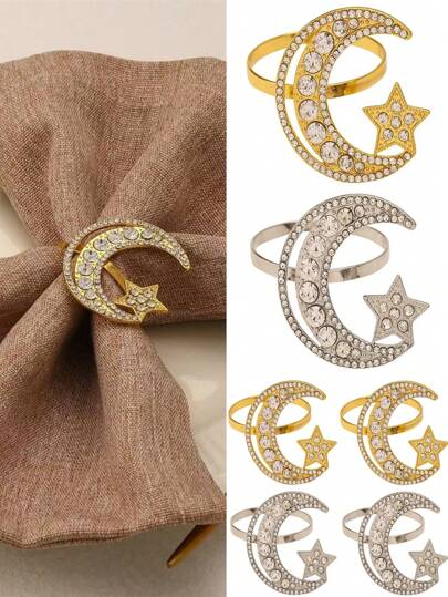 12pcs/Set, 6pcs/Set, 2pcs/Set Crescent Moon Napkin Rings
