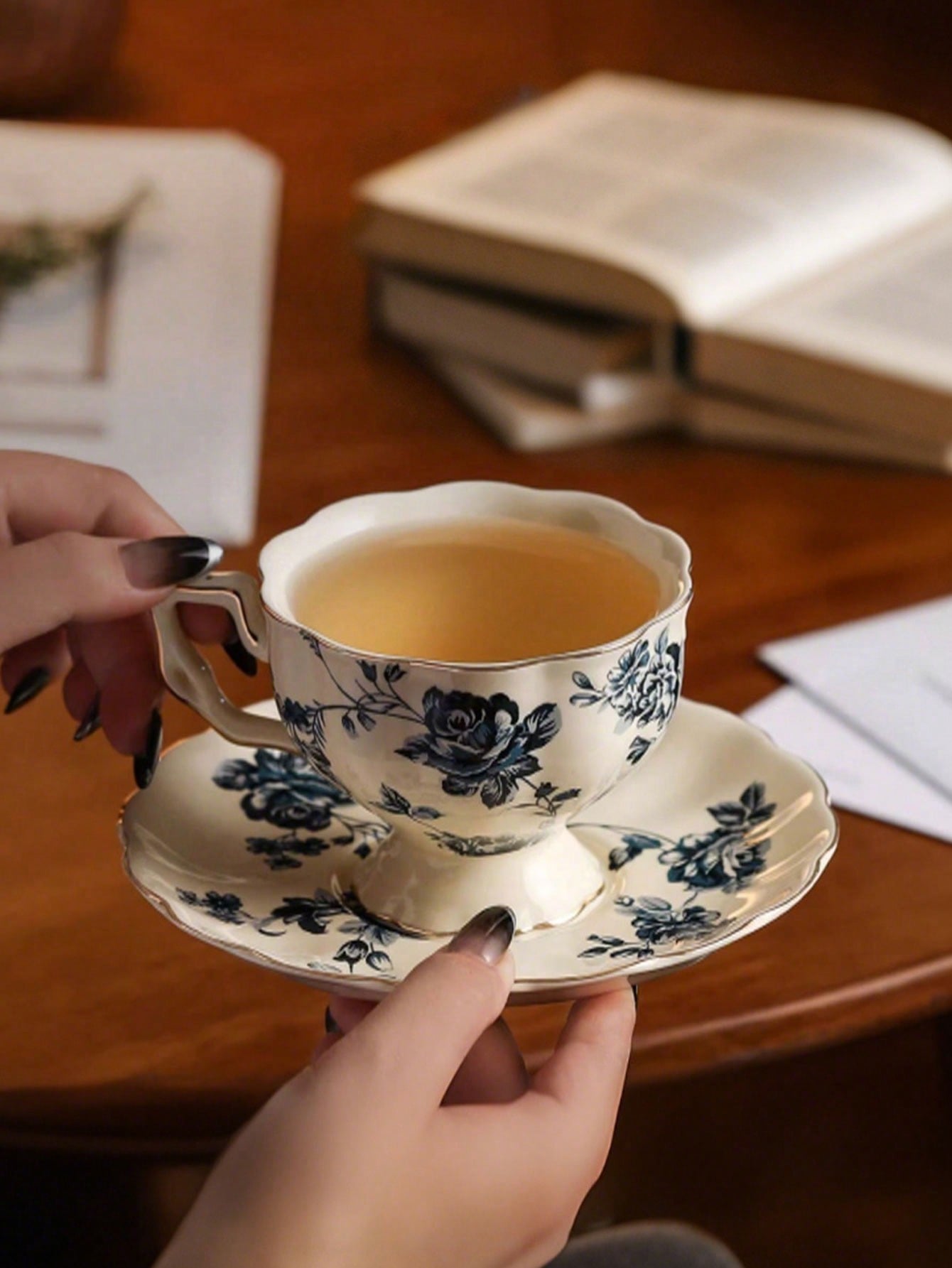 قطعة واحدة مجموعة كوب وصحن كلاسيكي فرنسي للشاي وال...