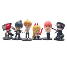 Chainsawman Hombre Motosierra Denji Makima Aki Power Katana Man Anime Figura Coleccionable Juguete de PVC Set de 6 Piezas Regalos Decoracion - Multicolor - Ver 1