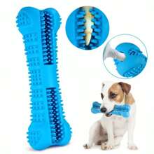 Cepillos de dientes de perro de goma blanda, juguetes para masticar para cachorros, palitos de cepillo de dientes con limpieza de 360 grados para perros pequeños, pasta de dientes para mascotas - Azul - Ver 2