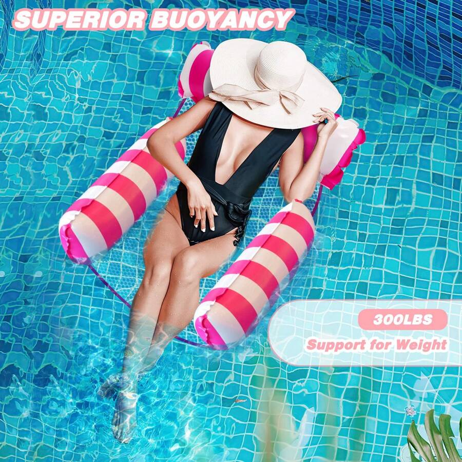 Pool Floating Bed, Inflatable Pool Floating Bed Hammock, Pool Floating Bed Adult Inflatable Water Hammock, Adult Vacation Multi-Purpose Pool Hammock - Multicolor - View 1