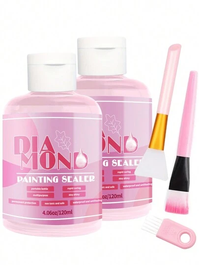 Upgraded Diamond Painting Sealant Kit, 120/240ml With 3 Brushes, Diamond Art Sealer Puzzle Glue, Diamond Painting Accessories And Tools, Adult Diamond Painting Set (4/8 Oz)