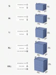 1-Piece Storage Bag For Clothes, For Organizing Bedrooms, Wardrobes, Clothing, Quilts, Storage Bag With Lid And Handle, Blue - XL - View 3