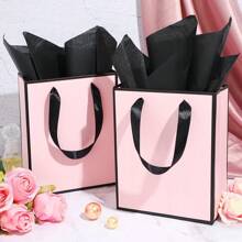 2 Pieces/5 Pieces/10 Pieces, Metal Paper Gift Bag With Handle And Paper Towel 9x 7x 3.1 Bridesmaid Welcome Gift Bag Thank You Christmas Thanksgiving Party Wedding Bride Pamper (Black/Pink/White), Gift Bag, Paper Gift Bag With Paper Towel, Women's Gift Bag With Handle Bridesma