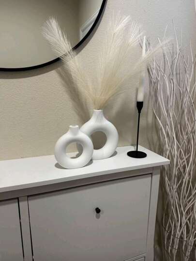 1pc Wit Plastic Circular Flower Vase ation, Simulated Dry ation Vase, Artistic Bloemen Arrangements, Living Room Exhibition Hall ation,Home ,Flower Vase,Centerpiece,Table Birthday Graduation Glass view 5