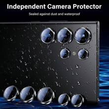 1 zestaw folii ochronnej na obiektyw aparatu kompatybilny z Galaxy S25 S24 S23 S22 Ultra S25 S24 Plus S23+ S24 FE S23 FE, Ultra HD 9H szkło hartowane, metalowa osłona z indywidualnym pierścieniem, łatwa instalacja, odporna na zarysowania, prezent przyjazny etui na urodziny, rodzinę, przyjaciół, stop metalu ze szkłem hartowanym, pełna osłona, osłona obiektywu, akcesoria do telefonów, wodoodporna, odporna na wstrząsy, odporna na upadek, odporna na odciski palców