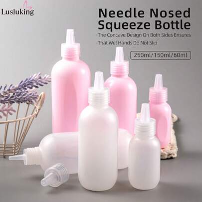 LUSLUKING Juego de 1/3 botellas de plástico exprimibles - Botellas aplicadoras de punta de precisión translúcida - A prueba de fugas, rellenables para laboratorio, cocina, artes - Botellas dispensadoras de pegamento, tinta, pintura - Forma redonda, sin olor, se recomienda lavar