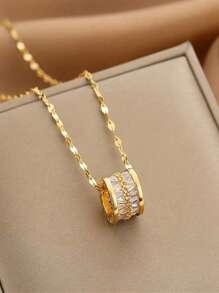 1 件 18k 镀金奢华高端不锈钢项链，水钻装饰，防褪色，多功能，优雅颈链，适合女性日常佩戴