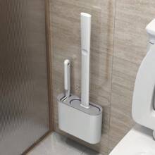Wall Hanging Toilet Brush With Holder Long Handled Silicone Toilet Brush Soft Bristles WC Cleaning Brush Bathroom Accessories
