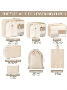 7pcs Travel Packing Cubes - Lightweight Organizers For Shoes, Makeup, Clothes, Underwear - Multifunctional And Efficient Travel Essentials For Travel Backpack Travel Bag Luggage Suitcase Travel Gear Back To School Moving Bags Organizer