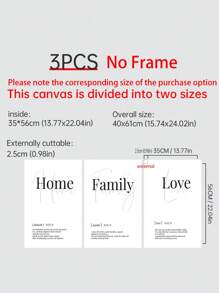 Letter Graphic Unframed Painting, Nordic Hanging Wall Art Prints For Home Decor - Black and White - View 13