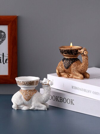 1pc Creative Nordic Style Camel Design Candle Holder And Incense Burner Decoration