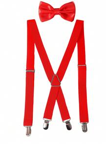 4 Pcs Crisscross Suspenders & Bow Set, Solid Color Elastic Suspenders & Bow Suit, Suitable For Casual Wear, Banquet, Wedding, Party Autumn-Winter Accessories Halloween Costume,Suitable For Teens, Youth,Men,Casual, Outdoor, Athletic, Vacation, Graduation Gifts, Birthday, Daily Wear For Going Out Outfit Wedding Party And For Gift Halloween Costume - Multicolor - View 11