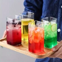 Bộ 6 ly thủy tinh borosilicate cao cấp, chịu nhiệt, tách trà đa năng trong suốt, cốc bia, cốc đựng rượu whisky, cốc đựng sữa, cốc đựng nước ép - Đồ thủy tinh trong suốt hình vuông, quà tặng ngày lễ tình nhân, tiệc tùng, trang trí sinh nhật, dùng ngoài trời, cắm trại, quà tặng cho cha - Nhiều màu - Xem 10