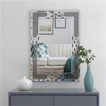 Sparkling Crystal Crush Diamond Accent Mirror For Wall Decorative Silver Mirrors - 90x60cm/ 35.4x23.6 inch - View 9