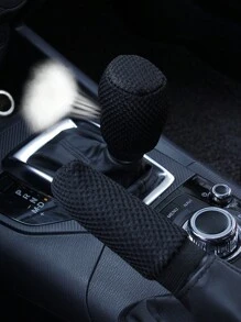 MEIKAXIU 2 件套三明治透气按摩舒适汽车手刹和变速杆套套装，黑色，红色，紫色，米色，灰色 - 均碼 - 查看 1