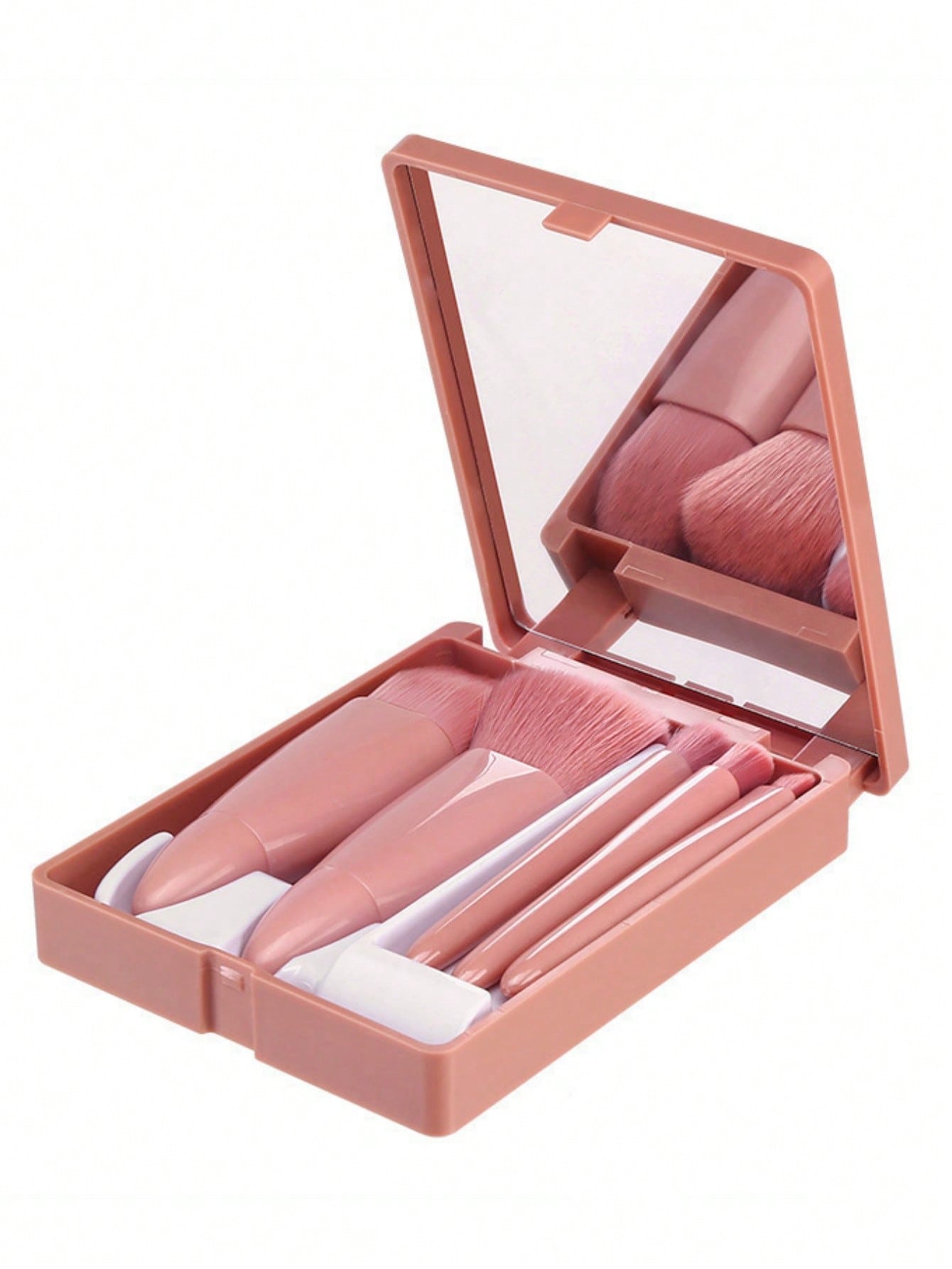 5 قطع مجموعة فرش مكياج مع حافظة مرآة صغيرة، فراشي...