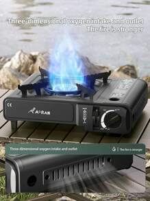 AORAN Portable Cassette Stove, High-Power Butane Stove With Safety Lock And Piezoelectric Ignition, Perfect For Camping, Hiking, And Backyard Barbecue - 黑色 - 查看 5
