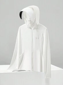 夏季女士防晒轻便夹克透气速干冰丝户外防晒连帽夹克适合徒步旅行、钓鱼和户外运动 - 白色 - 查看 7