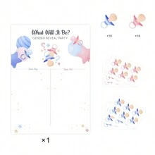 1 张性别揭秘派对游戏卡，性别揭秘嘉宾游戏，生日派对 - 彩色 - 查看 9