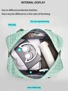 纯色简约旅行行李手提包带拉链，多功能独立鞋隔层，大容量收纳轻便单肩包男女通用返校用品包学校用品学校配件学校用品